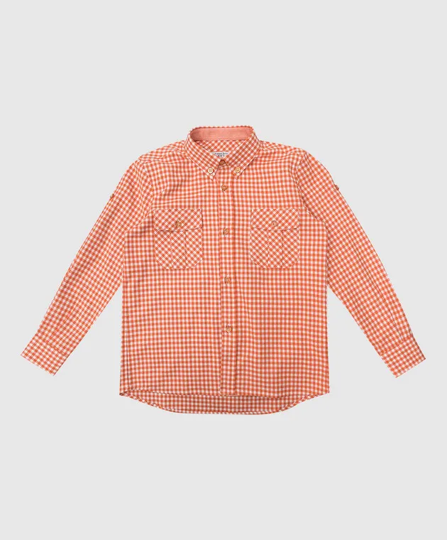 Stefano Ricci Children's orange plaid shirt