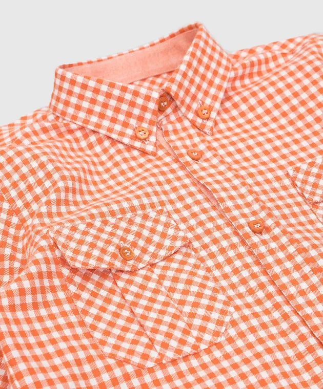 Stefano Ricci Children's orange plaid shirt