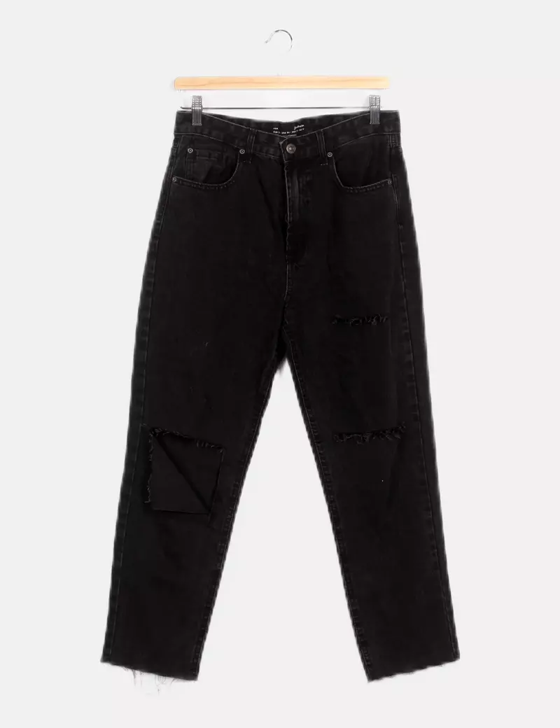 Stradivarius Jeans negro desflecado