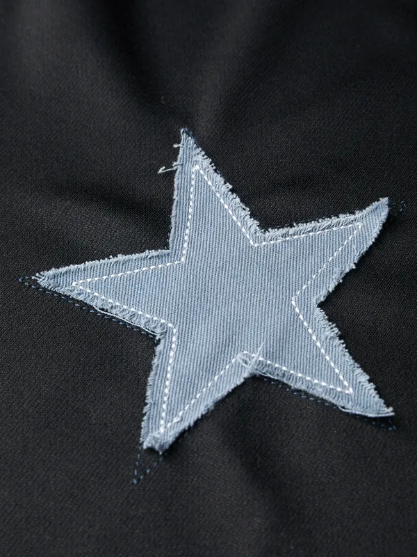 Sudadera con capucha y cremallera con parche de estrella para hombre