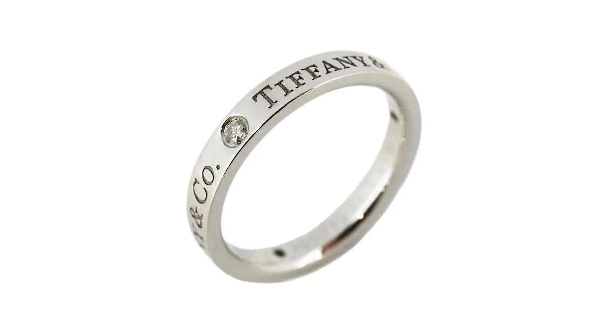 Tiffany & Co Anillo de banda de platino 950 Tiffany con diamante 