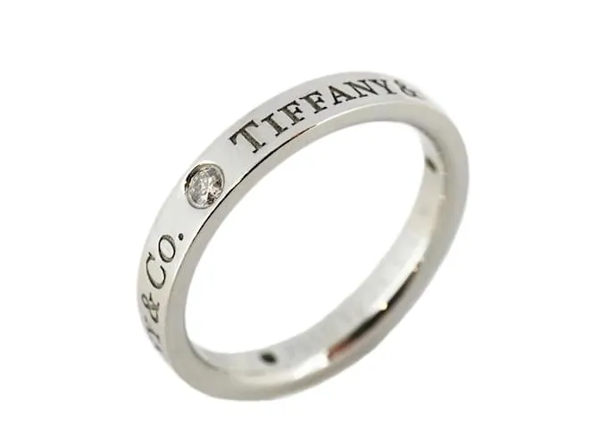 Tiffany & Co Anillo de banda de platino 950 Tiffany con diamante 