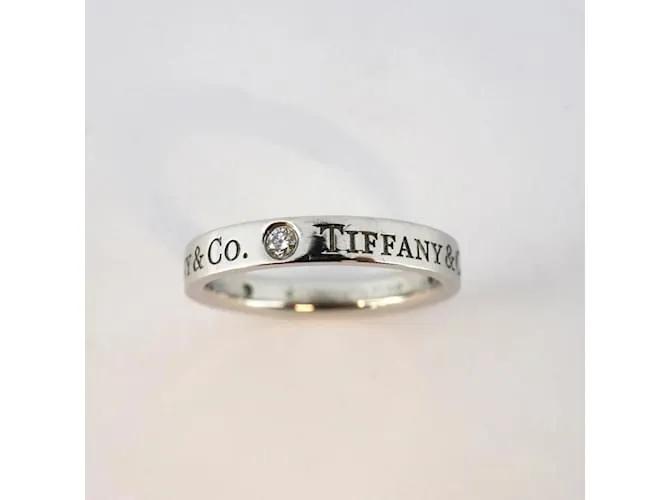 Tiffany & Co Anillo de banda de platino 950 Tiffany con diamante 