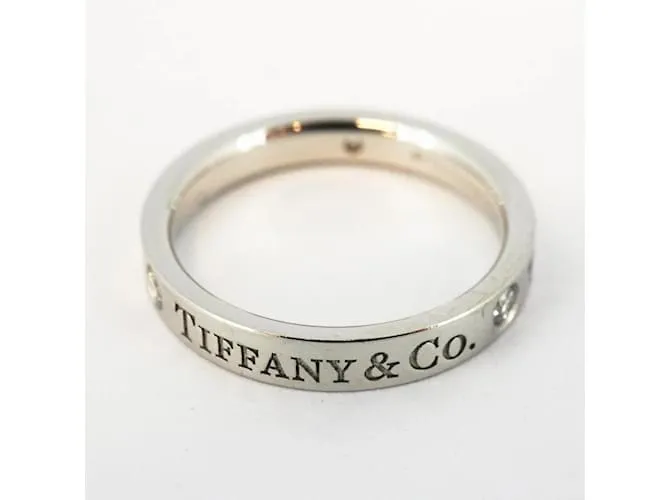 Tiffany & Co Anillo de banda de platino 950 Tiffany con diamante 