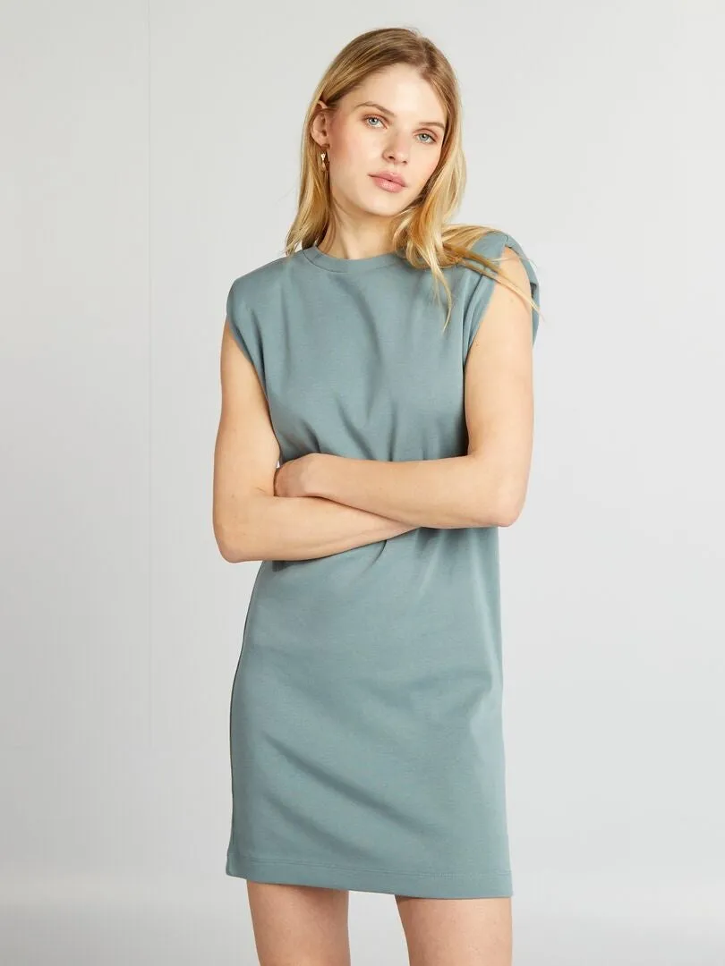 VESTIDO CORTO DE CANALé SIN MANGAS  AZUL