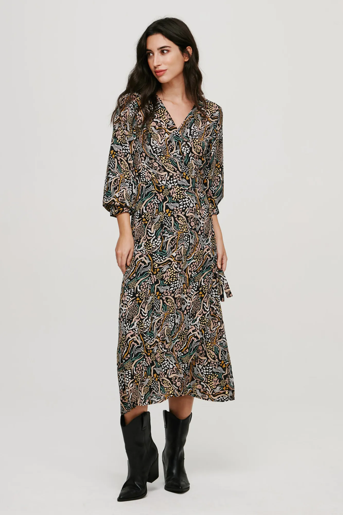 Vila Vestido estampado escote pico
