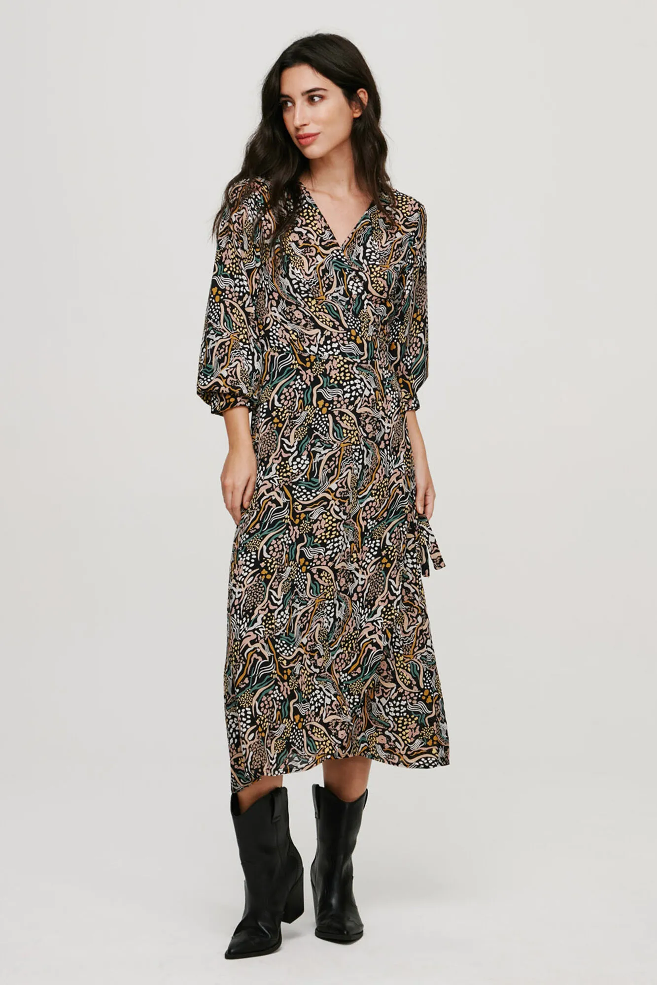 Vila Vestido estampado escote pico