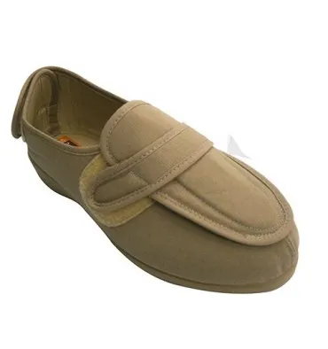 Zapatilla mujer pies muy anchos con velcro en talón y en el empeine Doctor Cutillas en tostado