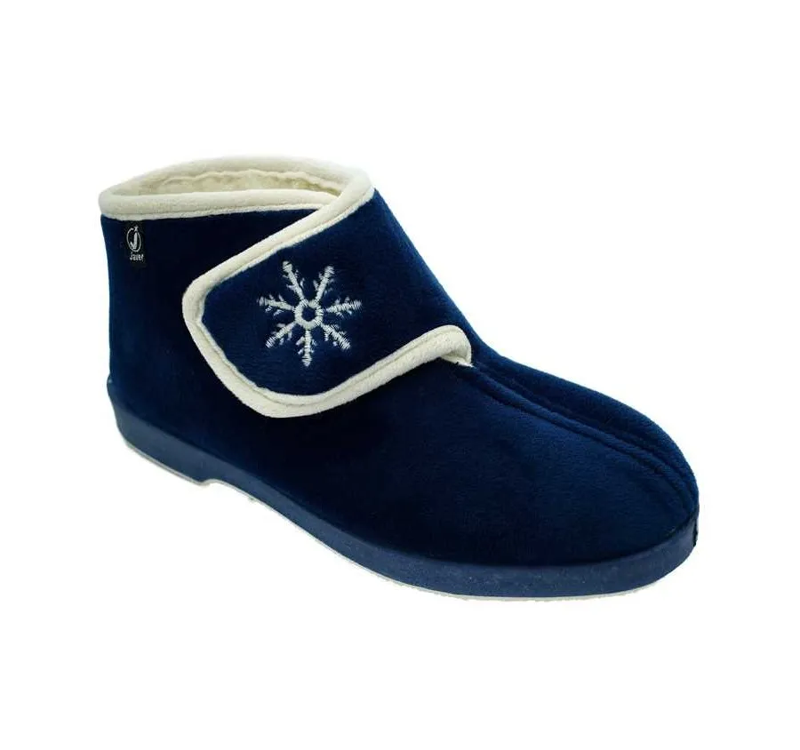 ZAPATILLA PARA CASA BOTA CÓMODA PANTUFLA VELCRO MARINO FORRO PURA LANA 25793