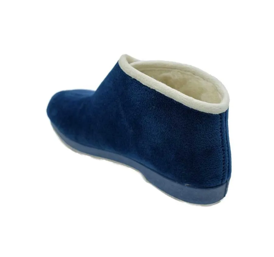 ZAPATILLA PARA CASA BOTA CÓMODA PANTUFLA VELCRO MARINO FORRO PURA LANA 25793