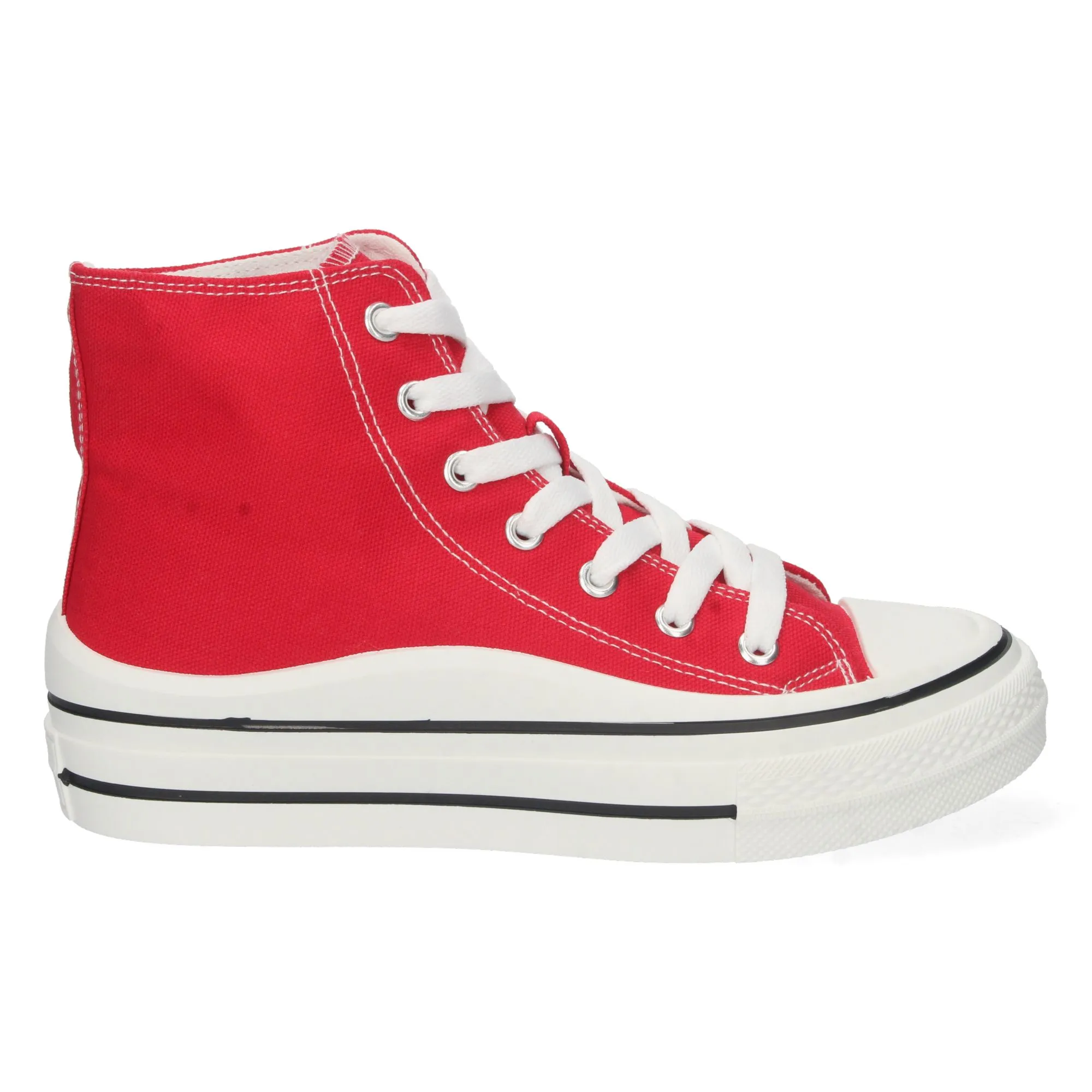 Zapatillas altas lona mujer color rojo