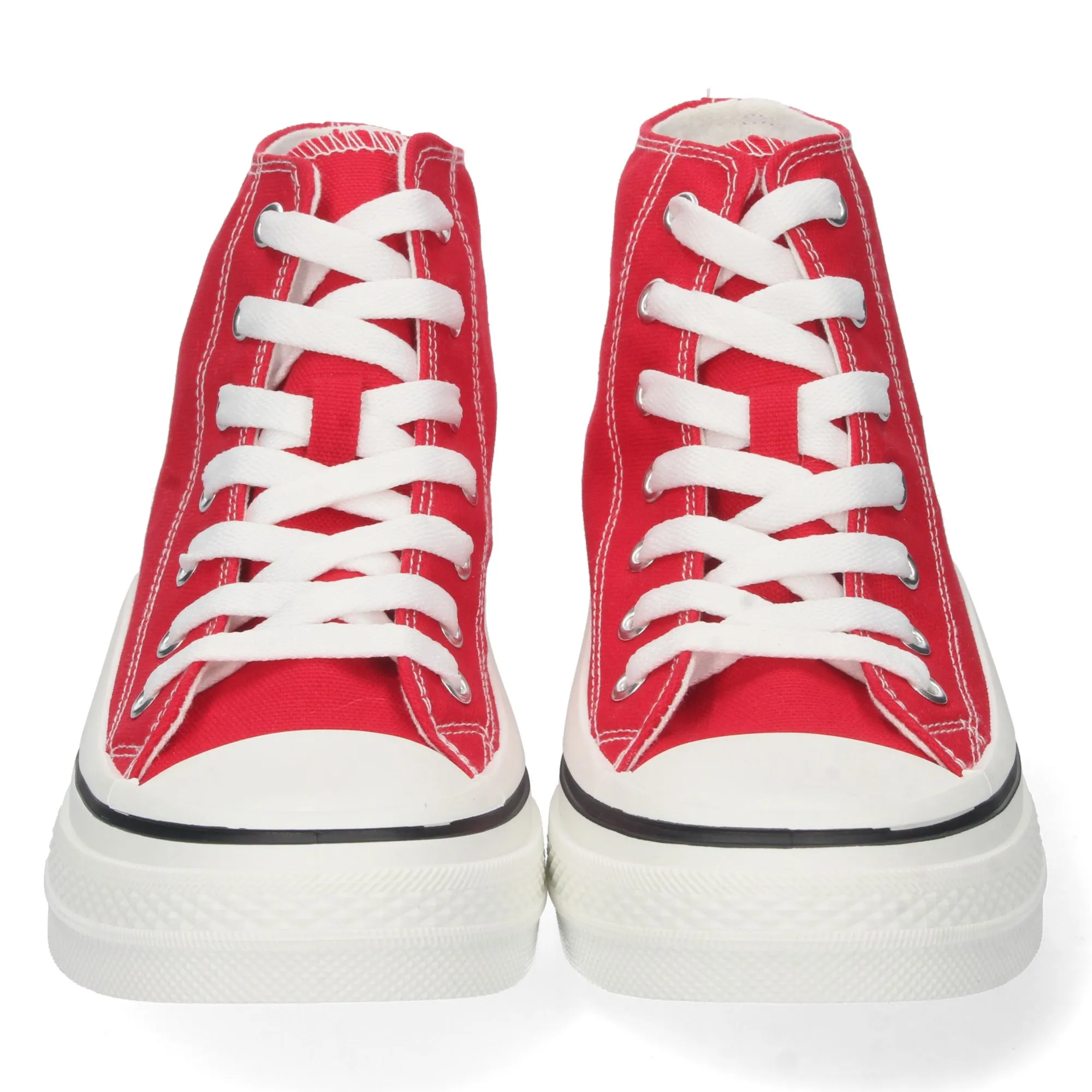 Zapatillas altas lona mujer color rojo