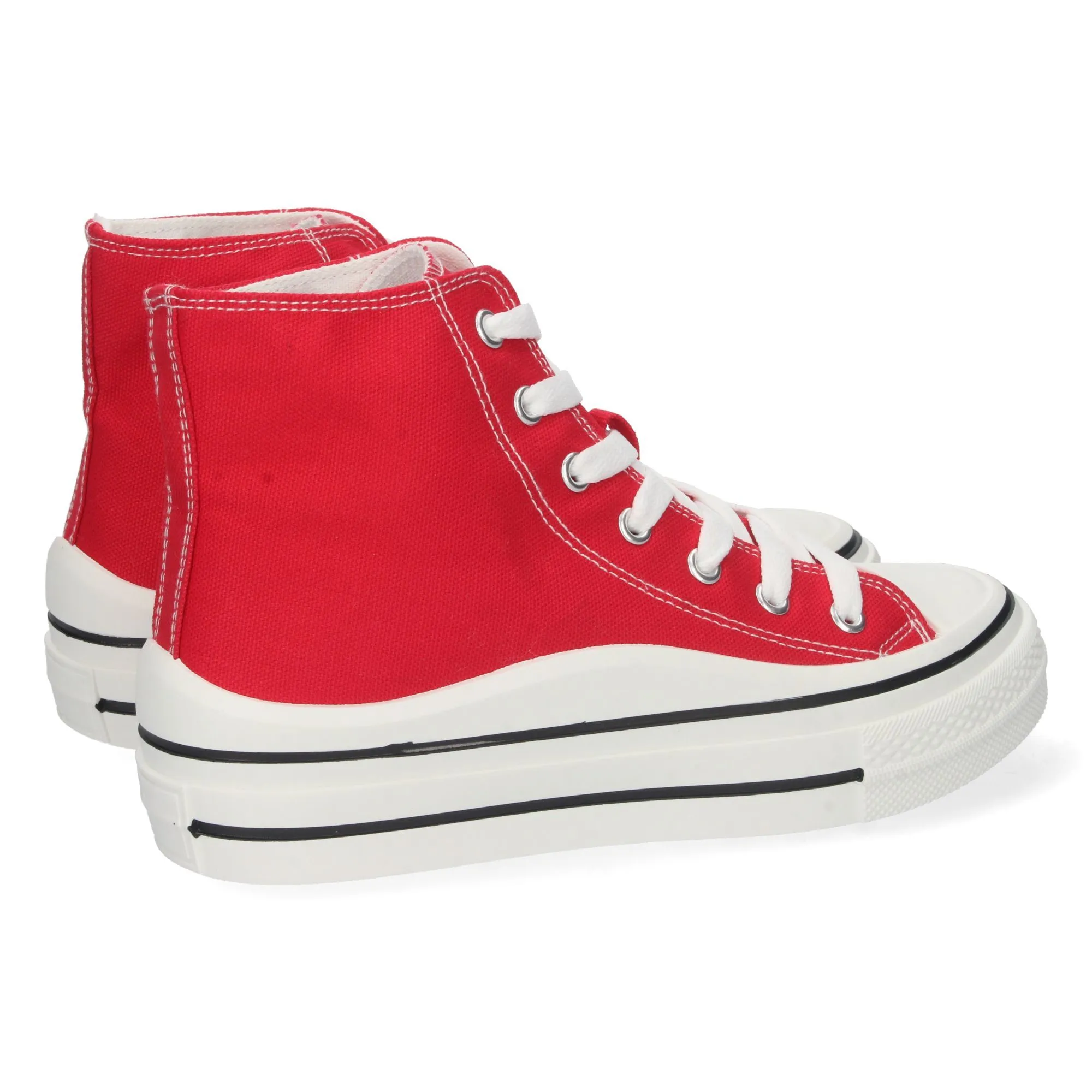 Zapatillas altas lona mujer color rojo