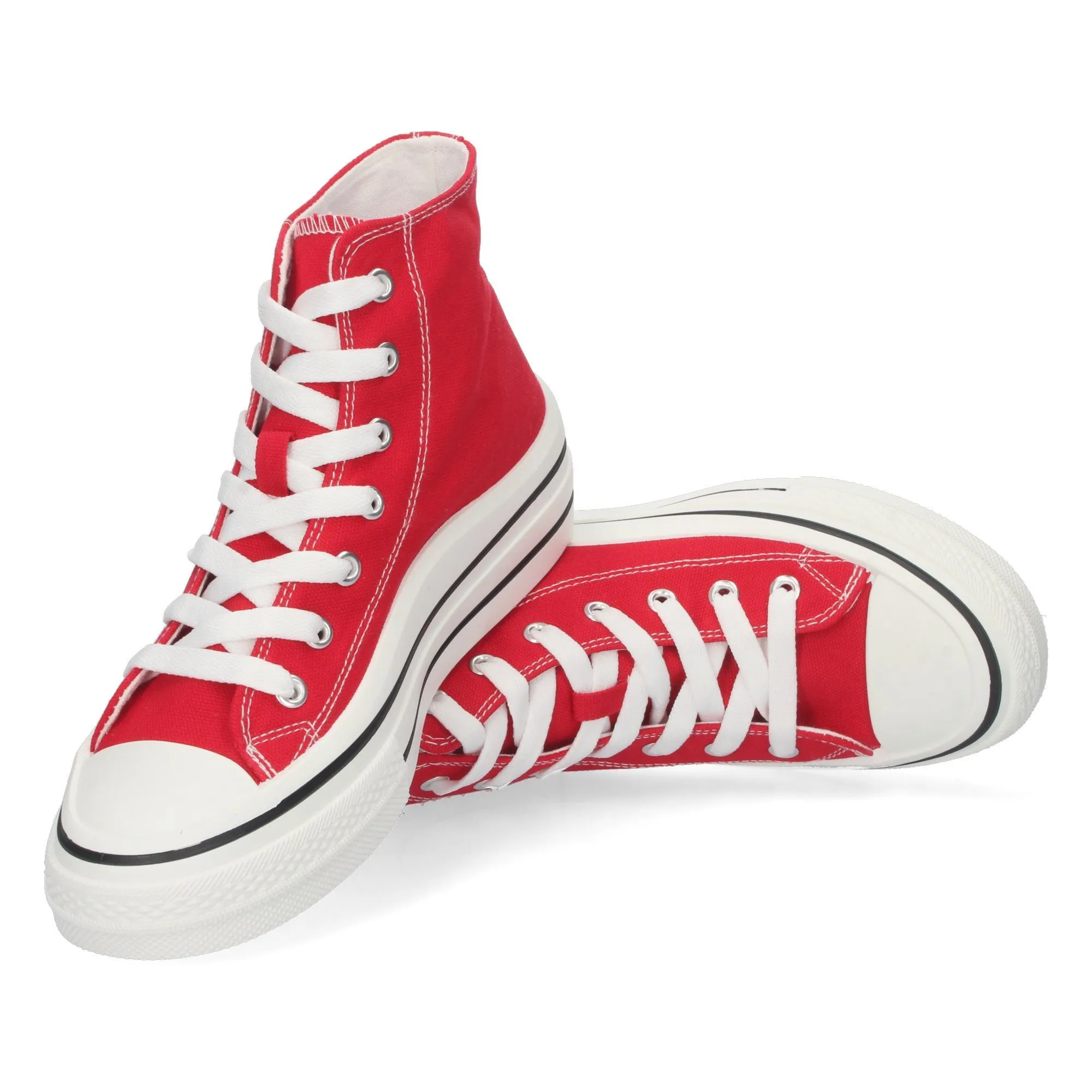 Zapatillas altas lona mujer color rojo