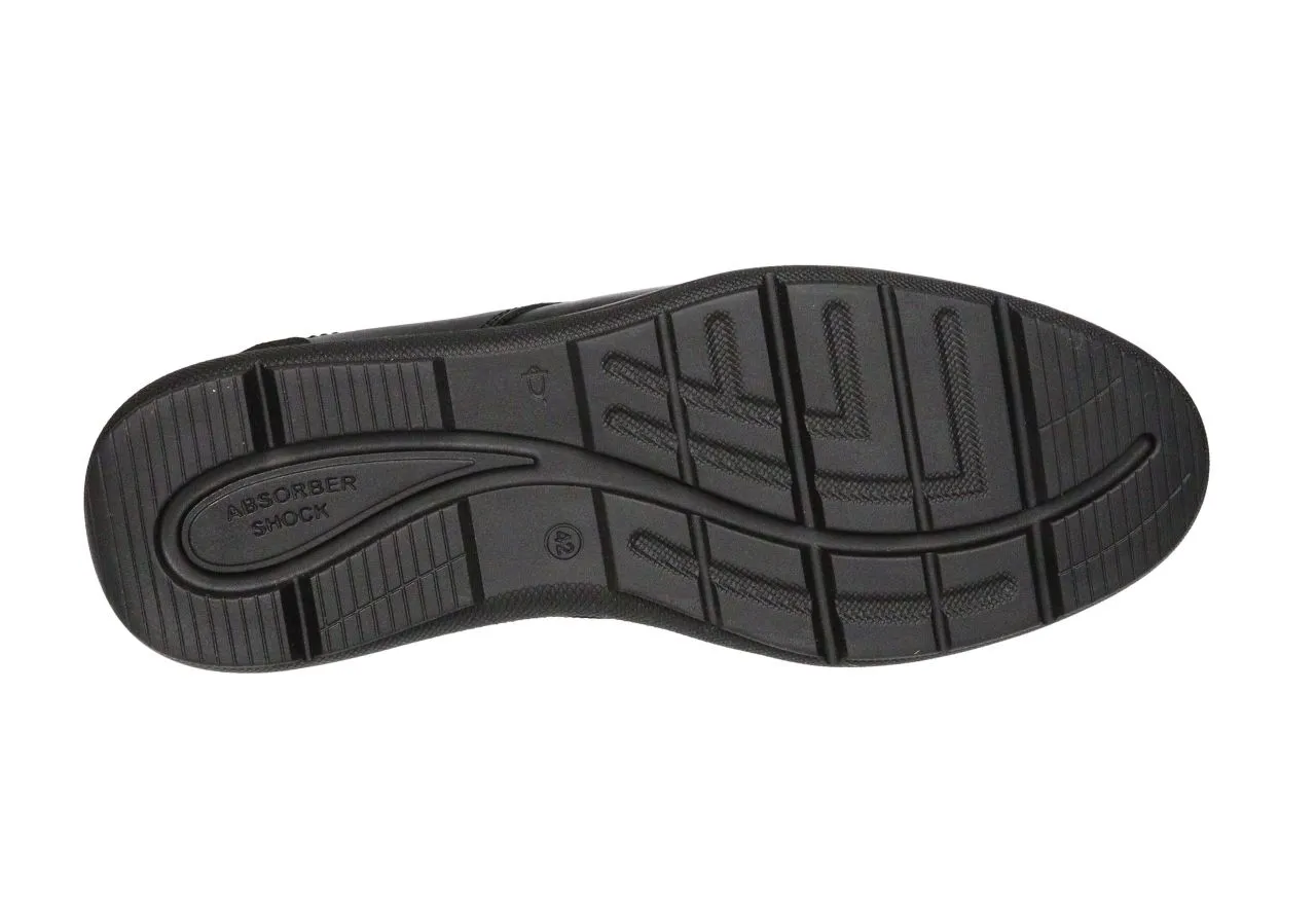 Zapato Cordon Piel Negro Cerco y Pieza Talon Marron