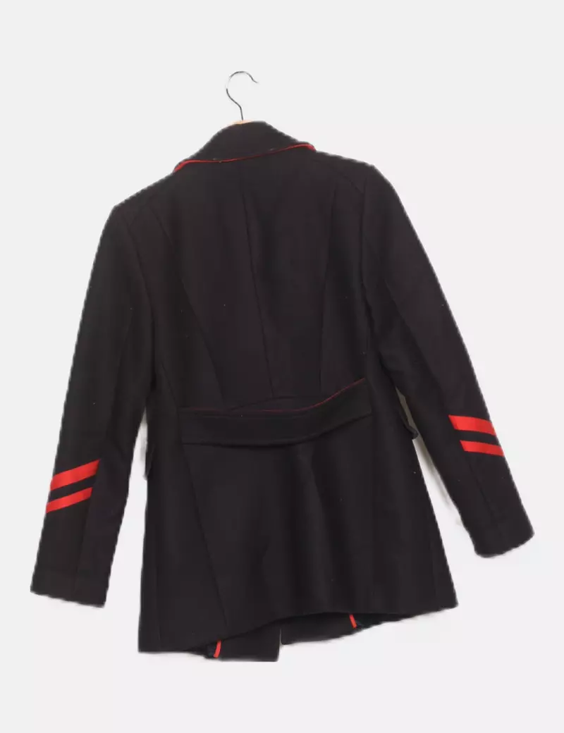 Zara Abrigo de paño negro combinado