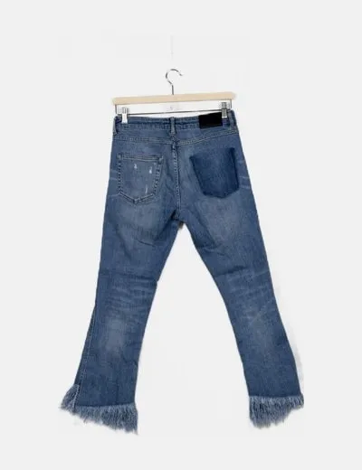 Zara Jeans azul flecos