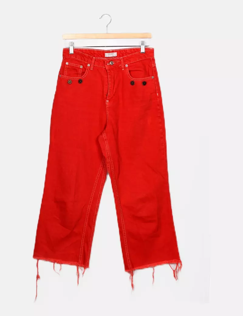 Zara Jeans rojo ancho