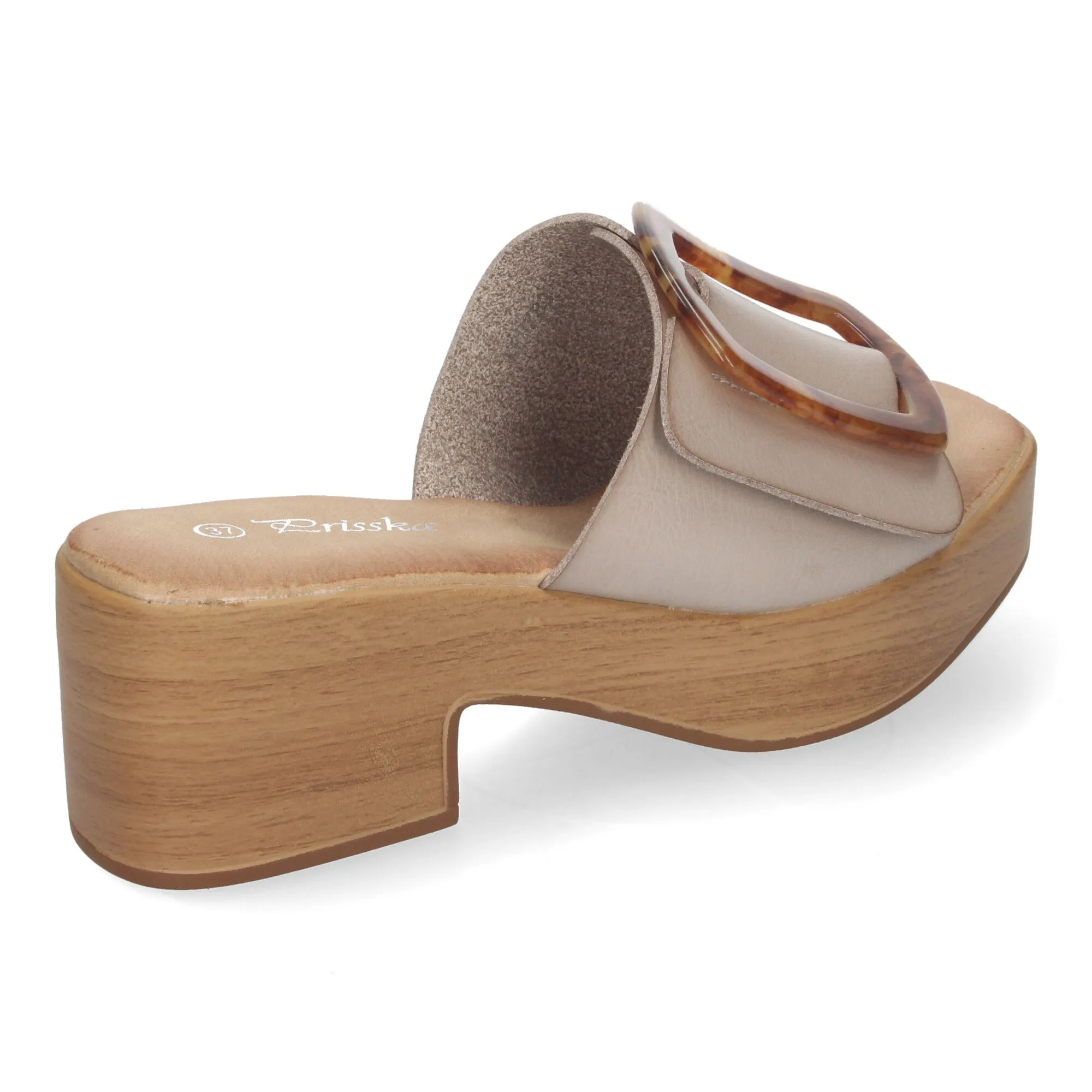 Zuecos de tacón y plataforma para mujer hebilla nacar gris XFH783